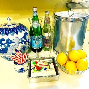 Vintage acrylic silver ice bucket mid century